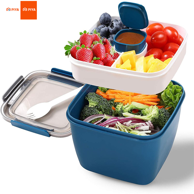 Food Storage With Compartments - Portable Salad Lunch Container Salad Bowl