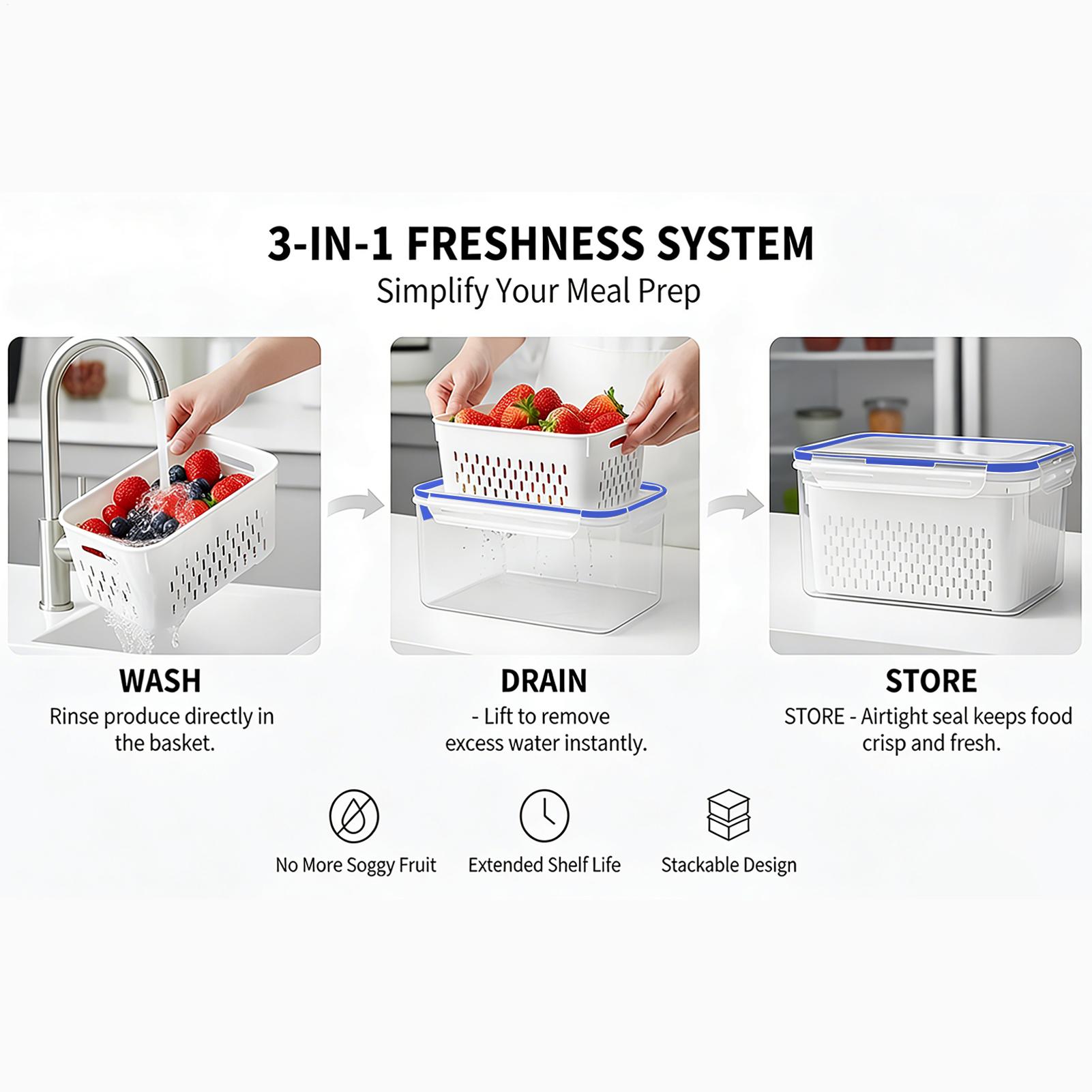 Food Storage Vegetables - 4 In 1 Food Storage Container