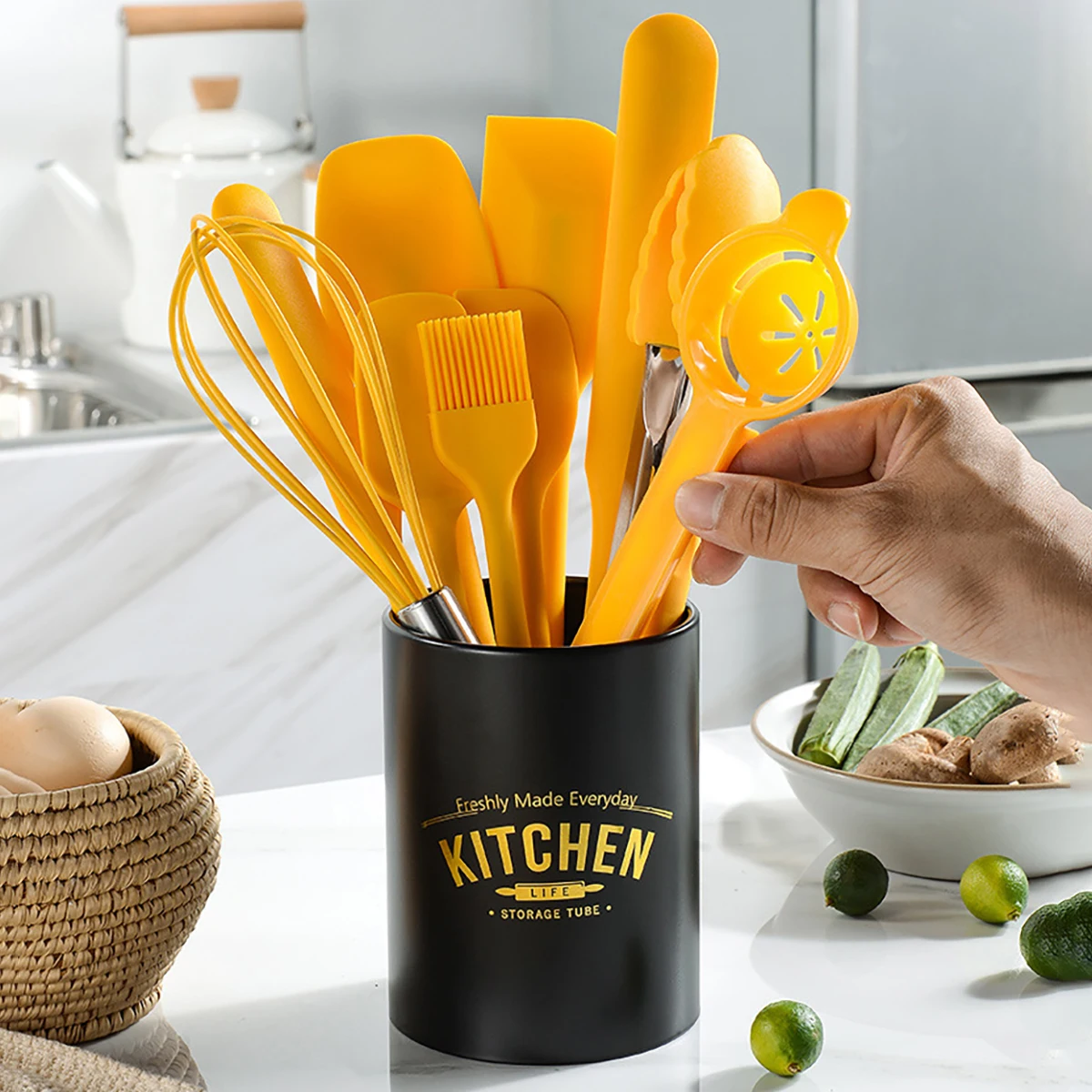 Food Storage Yellow - 10pcs Yellow Kitchenware Set Silicone Baking