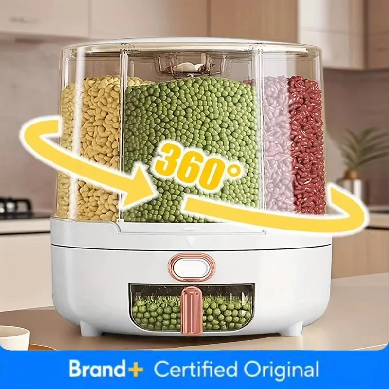 Food Storage With Compartments - 6-Compartment 360° Rotating Airtight Food Storage