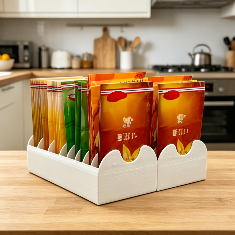Food Storage With Compartments - Kitchen Spice Packet Organizer with 8