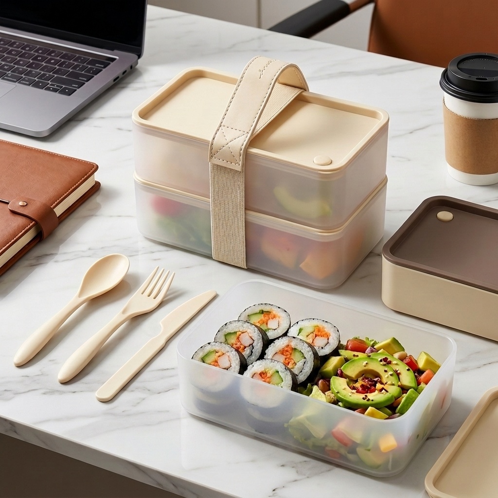 Food Storage Microwave Safe - Portable Plastic Food Container Reusable Square