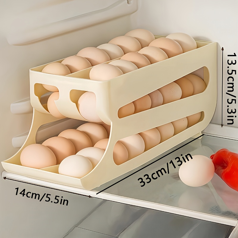 Food Storage Eggs - 3-Tier Double-Row 30-Egg Auto Sliding Egg