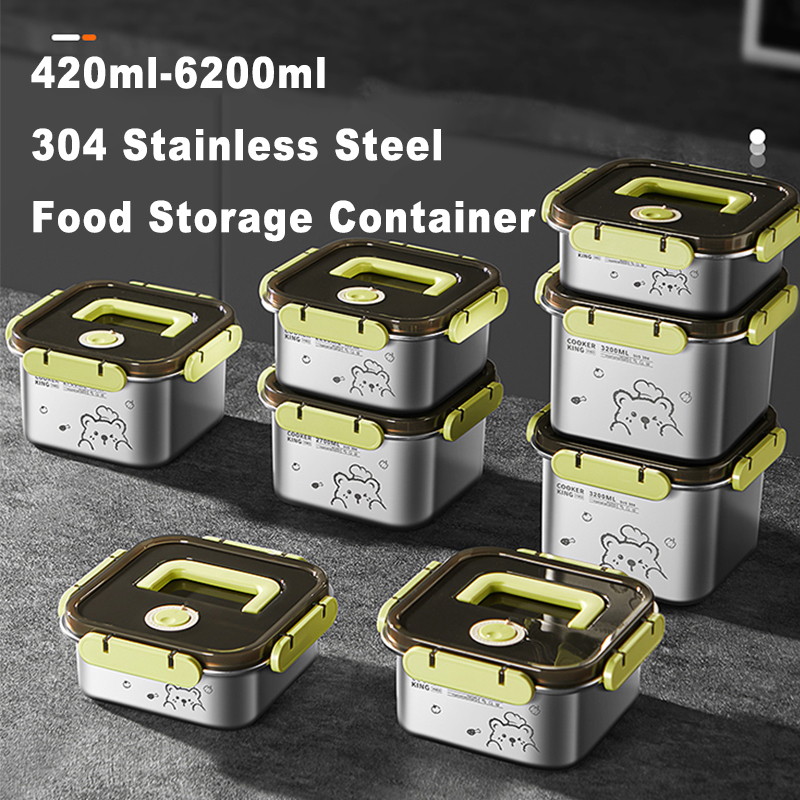 Food Storage Box Stainless Steel - COOKER KING 420ml-6200ml Large Capacity Stainless