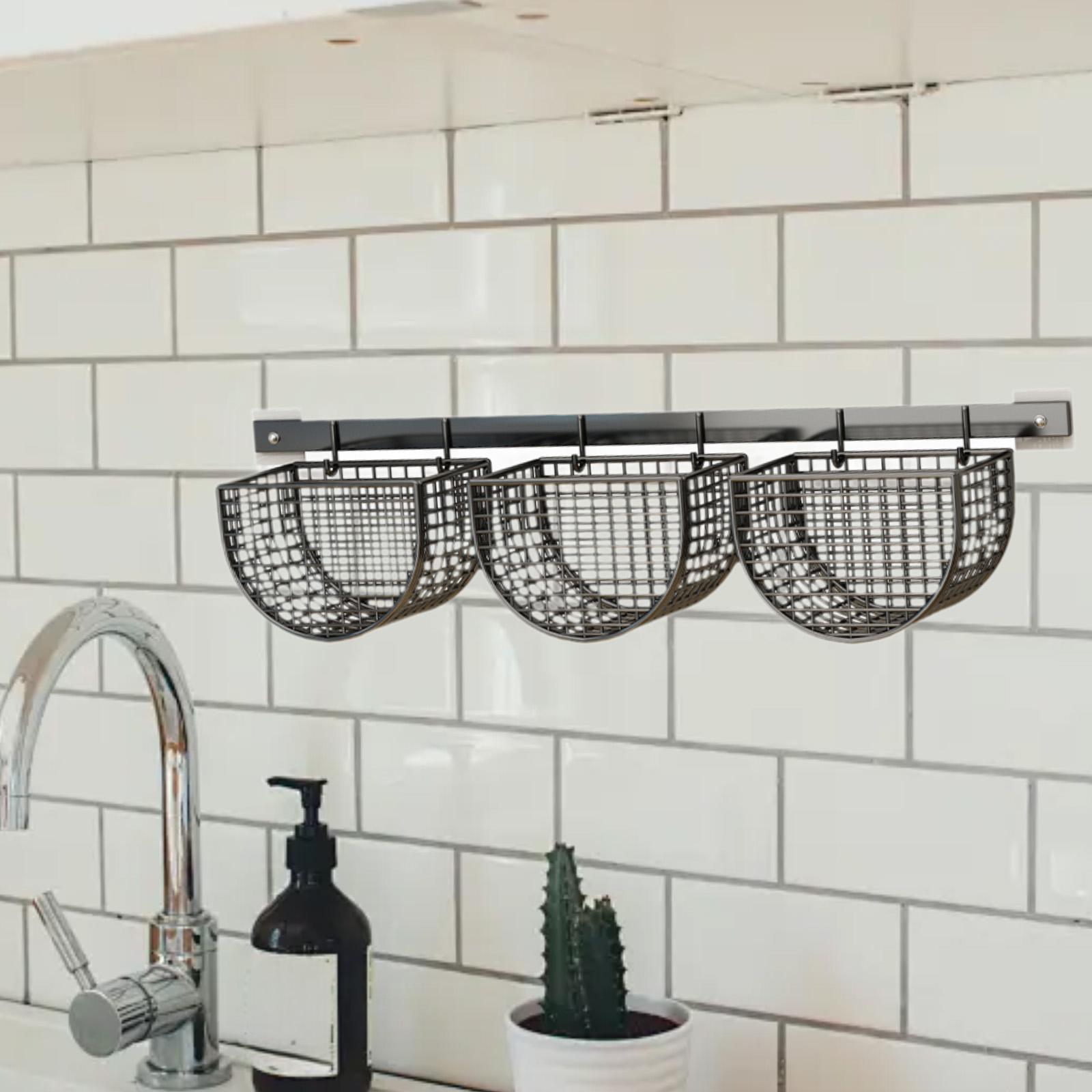 Food Storage No Pantry - Metal Hanging Wall Basket Organizer No