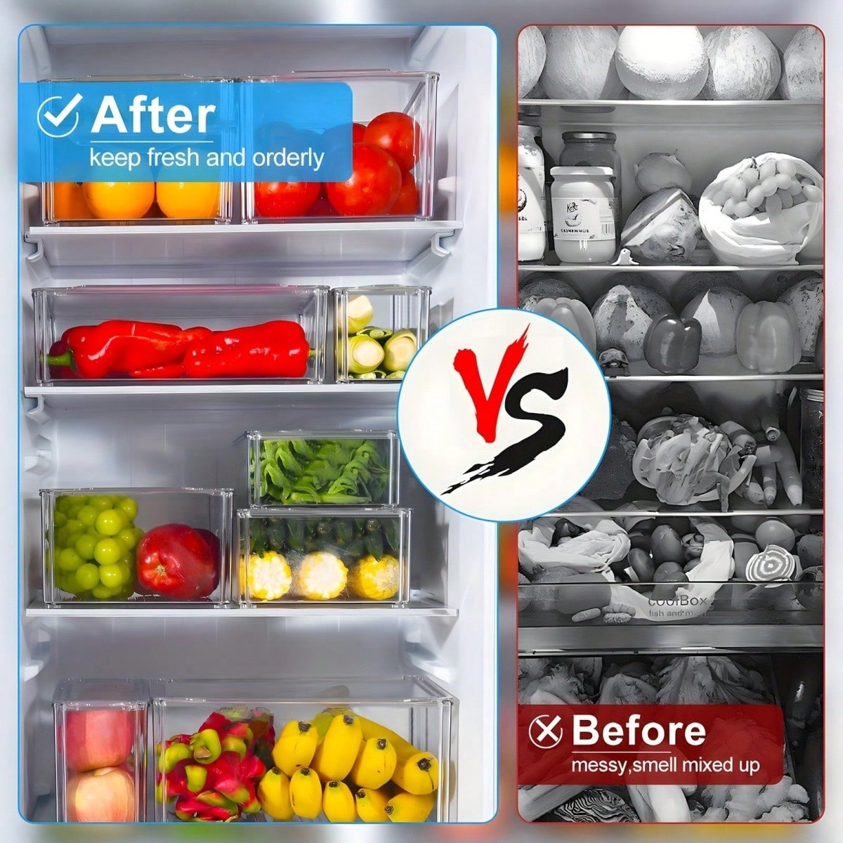 7/14 Pack Stackable Fridge Org - огляд і ціна Food Storage Vegetables