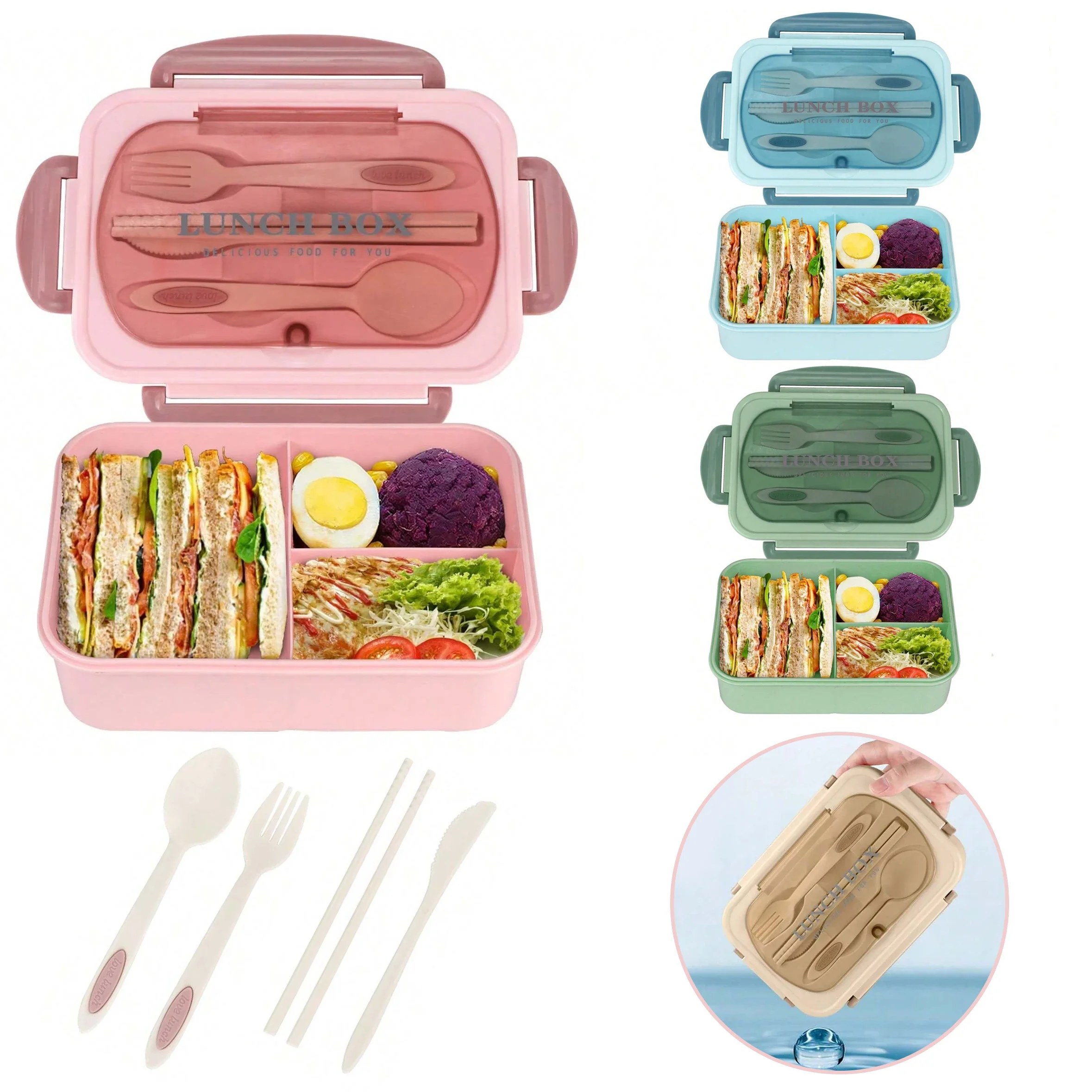 Adult Bento Box with 3 Compart - огляд і ціна Food Storage Microwave Safe