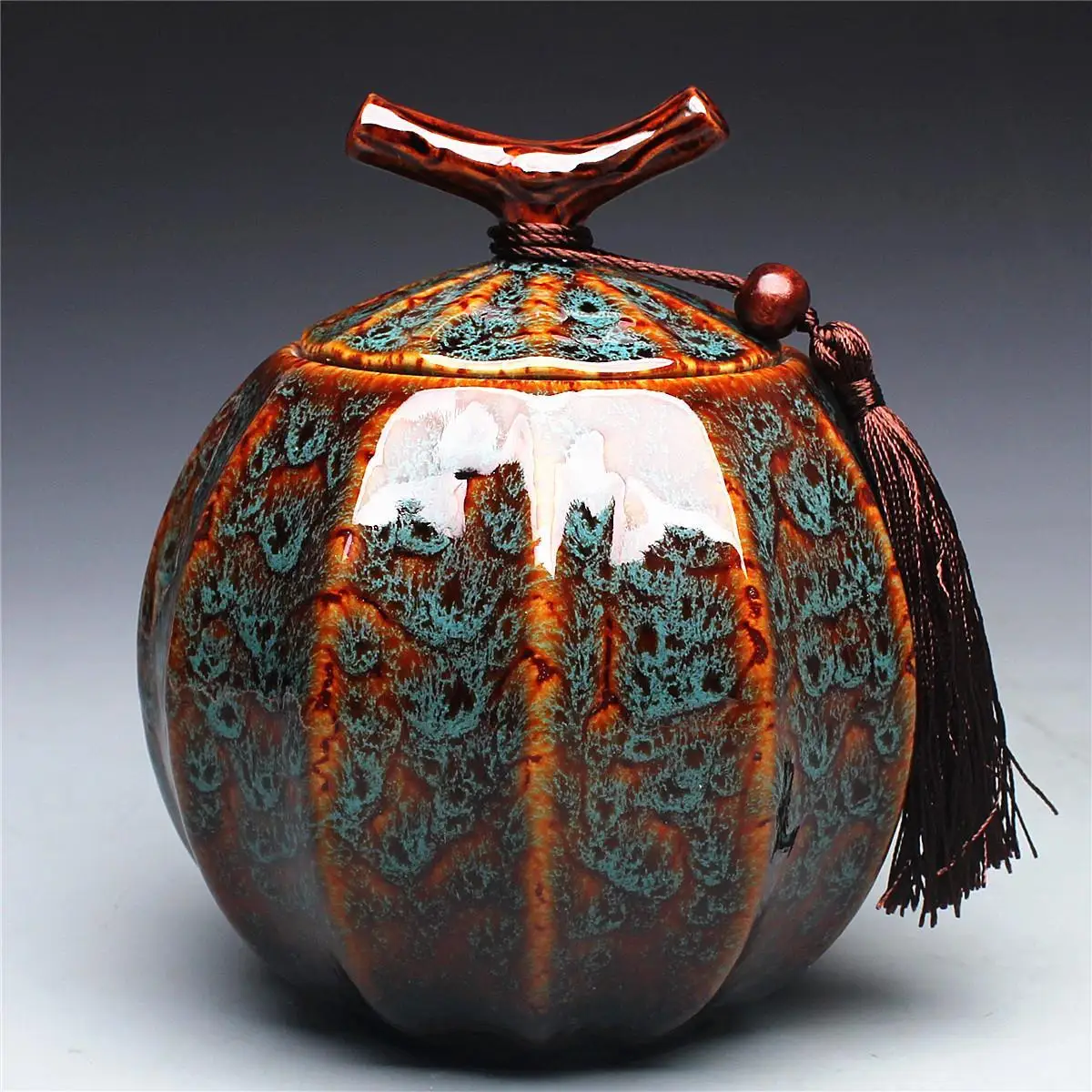 Pumpkin Style Tea Jar Ceramic  - огляд і ціна Food Storage Yellow
