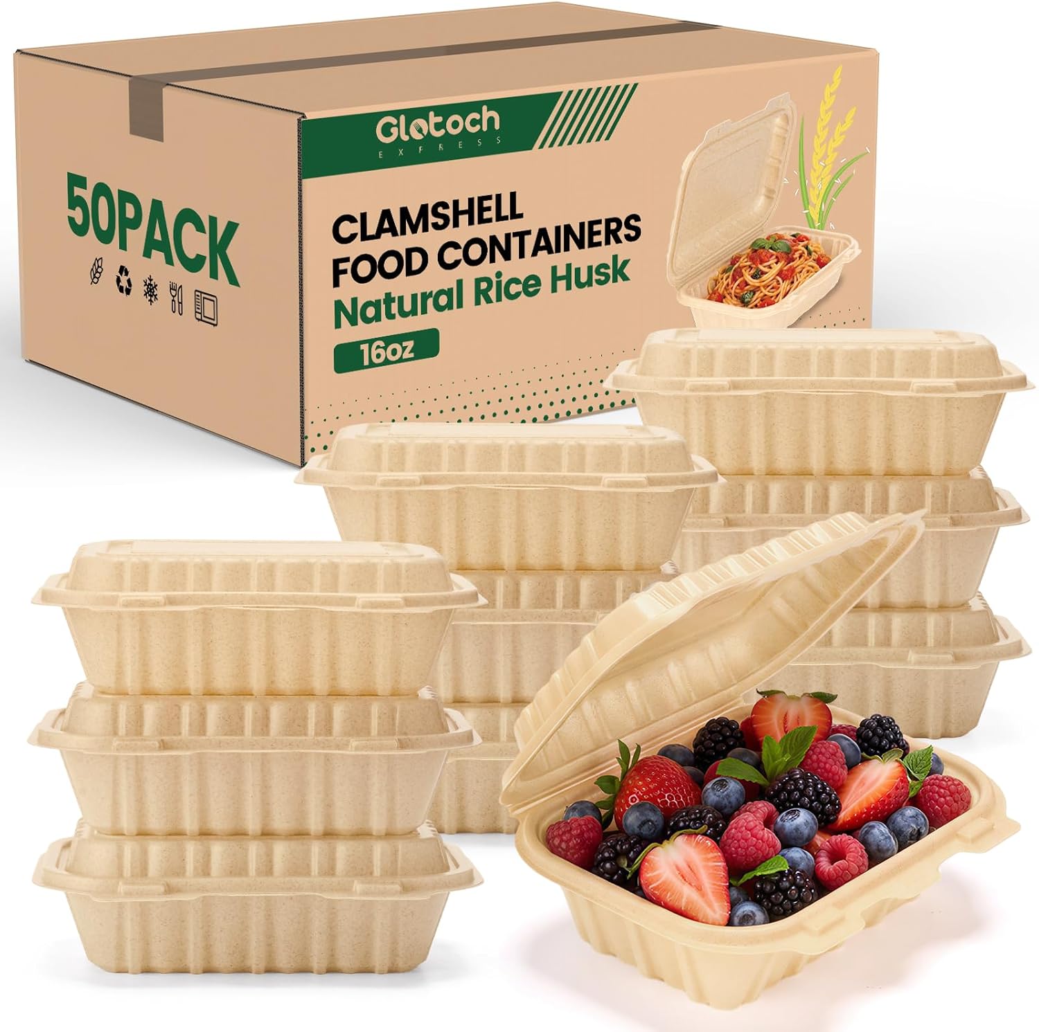 50 Pack 16oz Clamshell Take Ou - огляд і ціна Food Storage Microwave Safe
