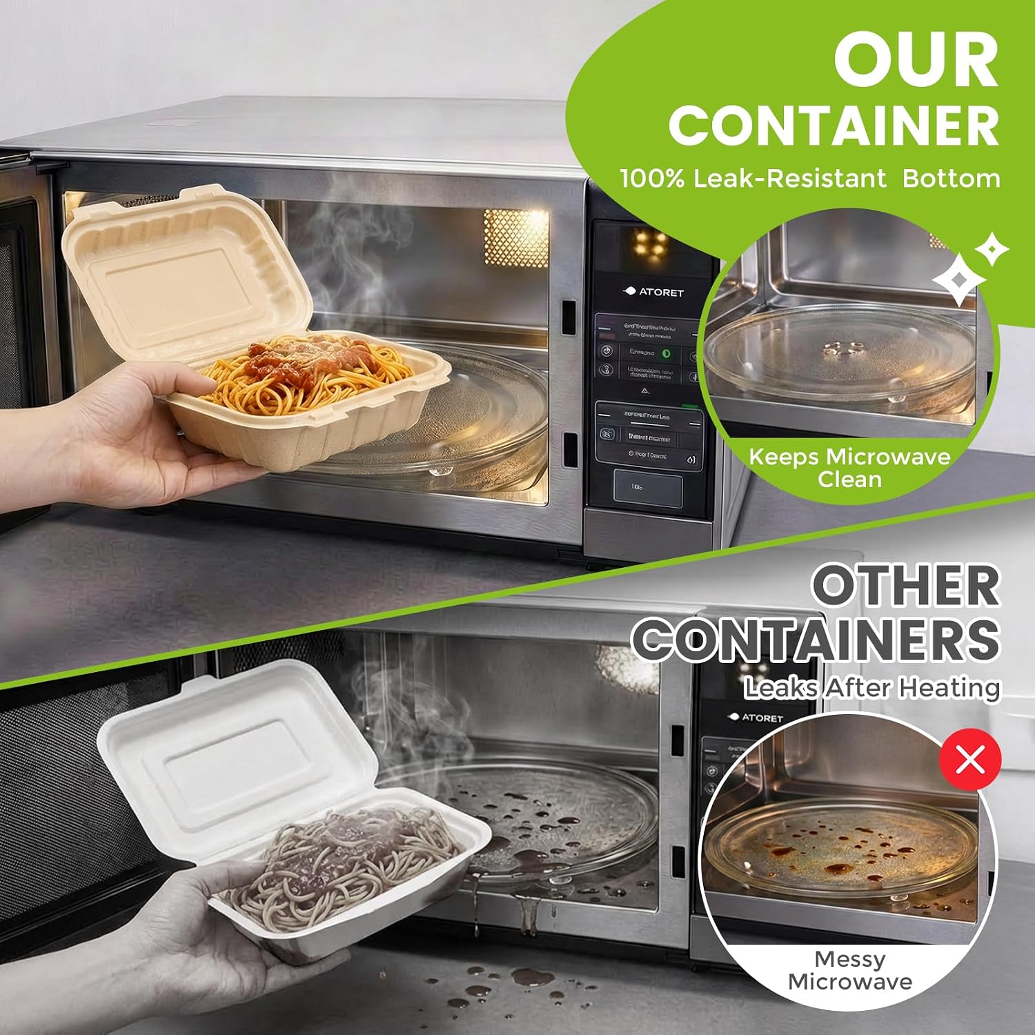 50 Pack 16oz Clamshell Take Ou - огляд і ціна Food Storage Microwave Safe