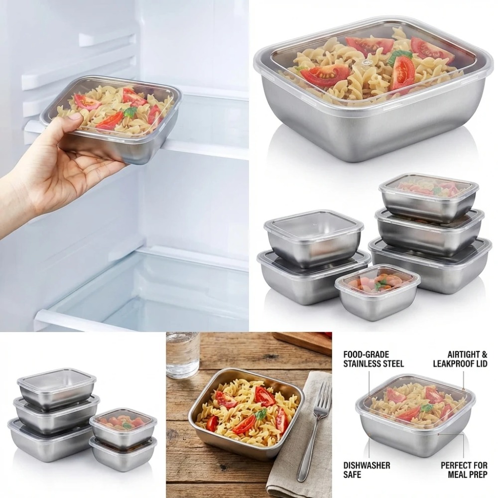 6PCS Stainless Steel Food Stor - огляд і ціна Food Storage Box Stainless Steel