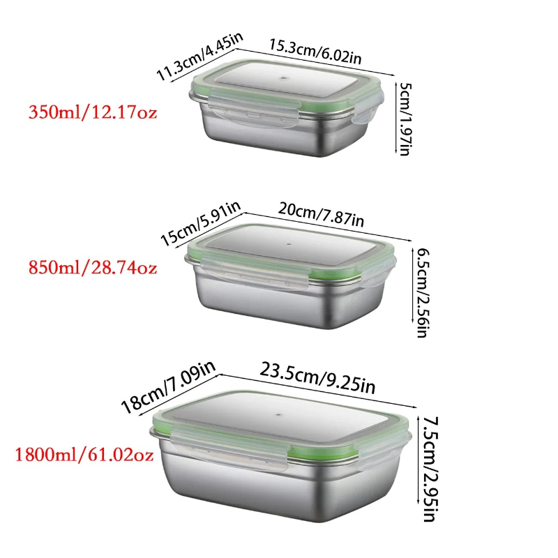 304 Stainless Steel Lunch Box  - огляд і ціна Food Storage Box Stainless Steel