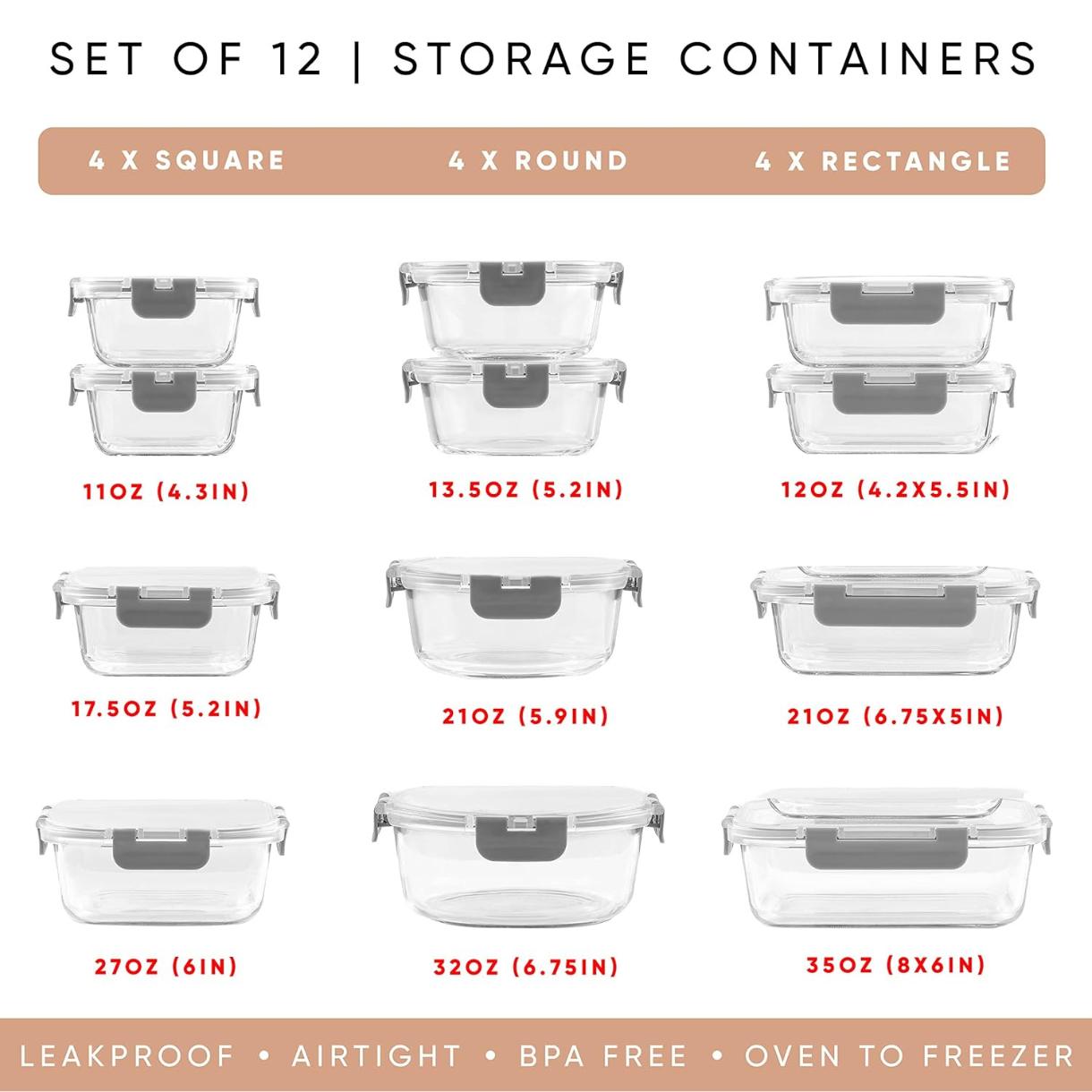 24pc Borosilicate Glass Storag - огляд і ціна Food Storage Containers Tupperware