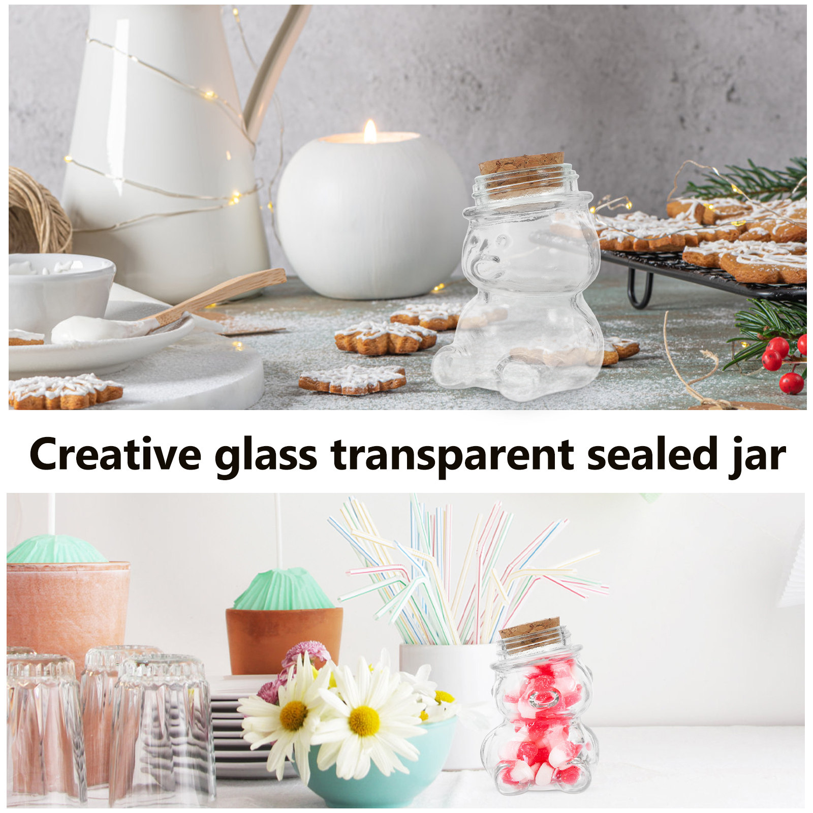 4Pcs Glass Candy Jar Set Trans - огляд і ціна Food Storage Glass Containers