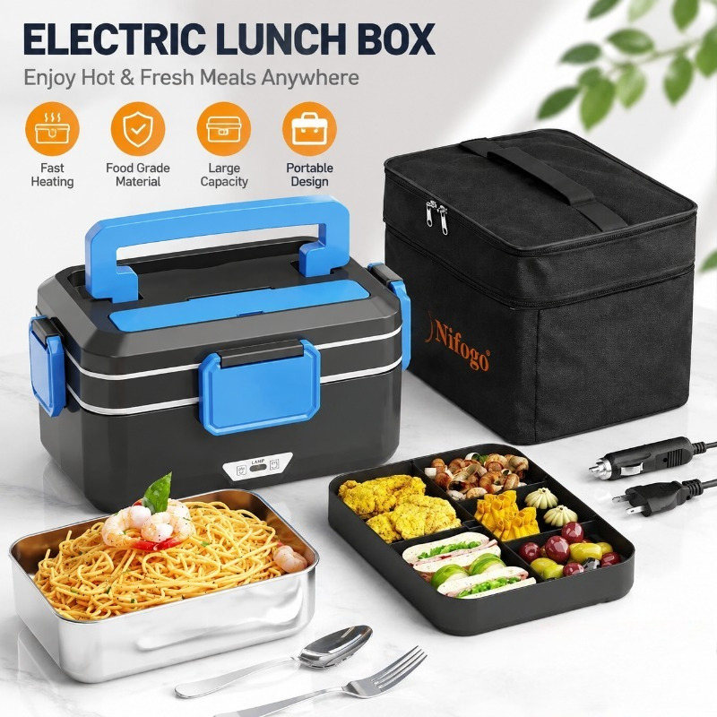 Dual‑Use Electric Heated Lunch - огляд і ціна Food Storage Box Stainless Steel