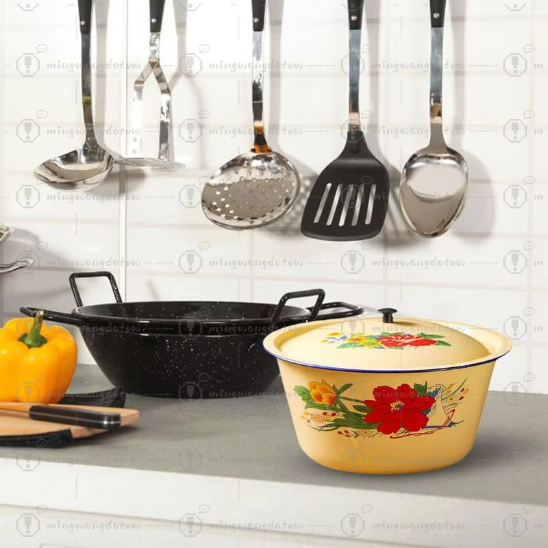 Food Storage Pot Enamel Basin  - огляд і ціна Food Storage Yellow