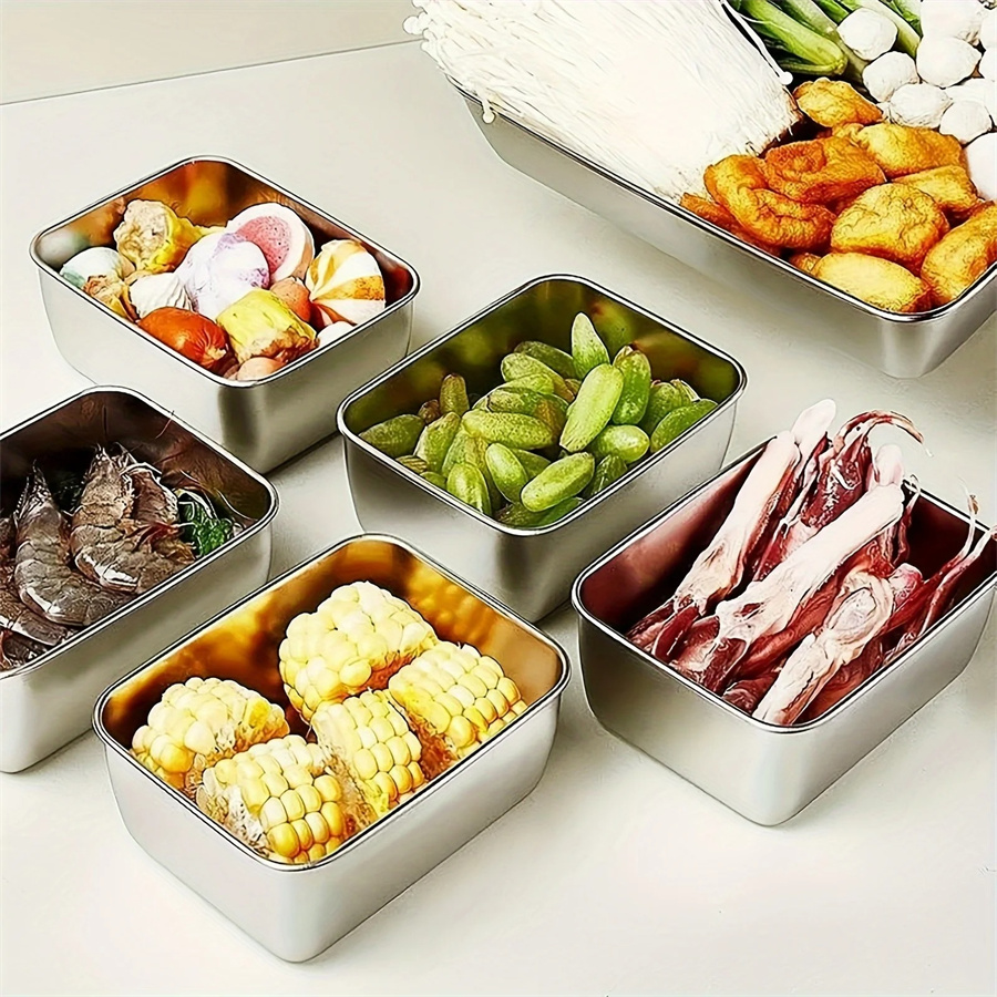1/3/5pcs Stainless Steel Food  - огляд і ціна Food Storage Box Stainless Steel