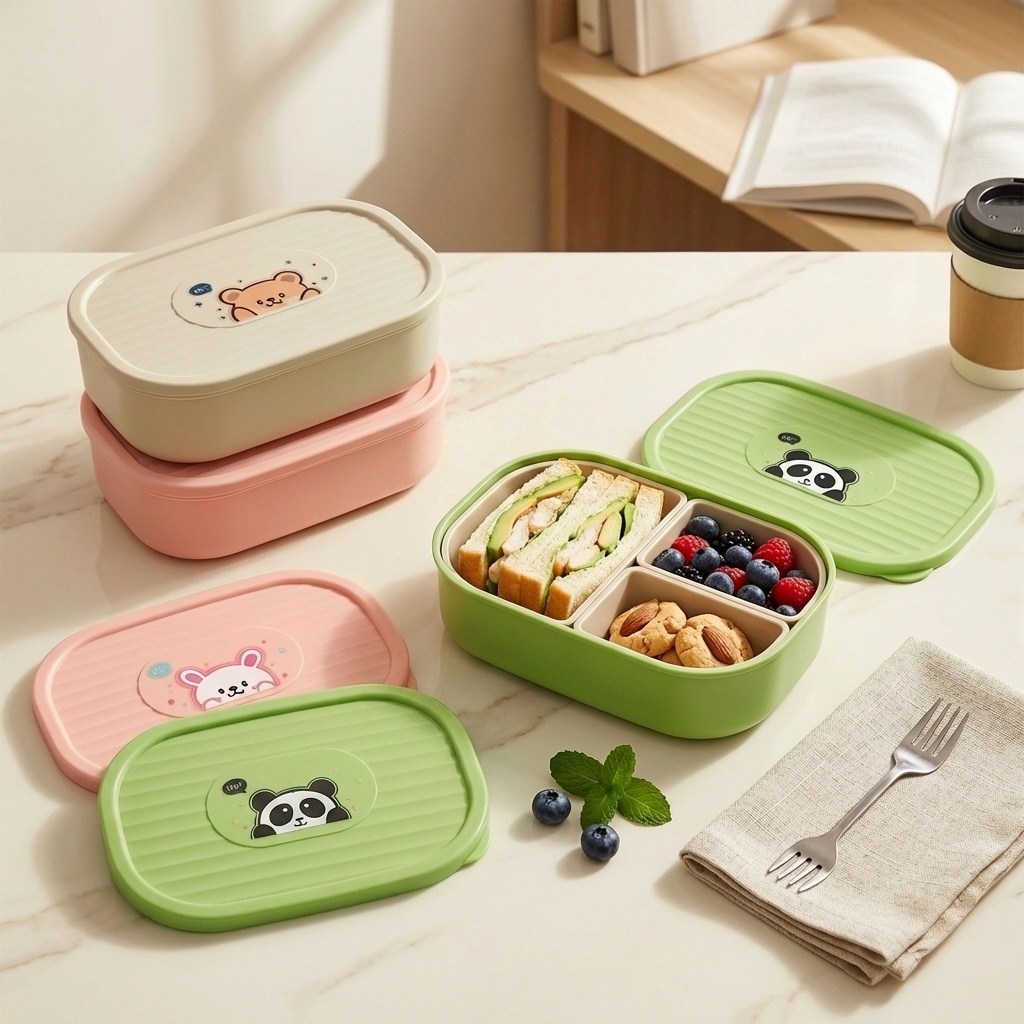 Cute Plastic Divided Lunch Box - огляд і ціна Food Storage Microwave Safe