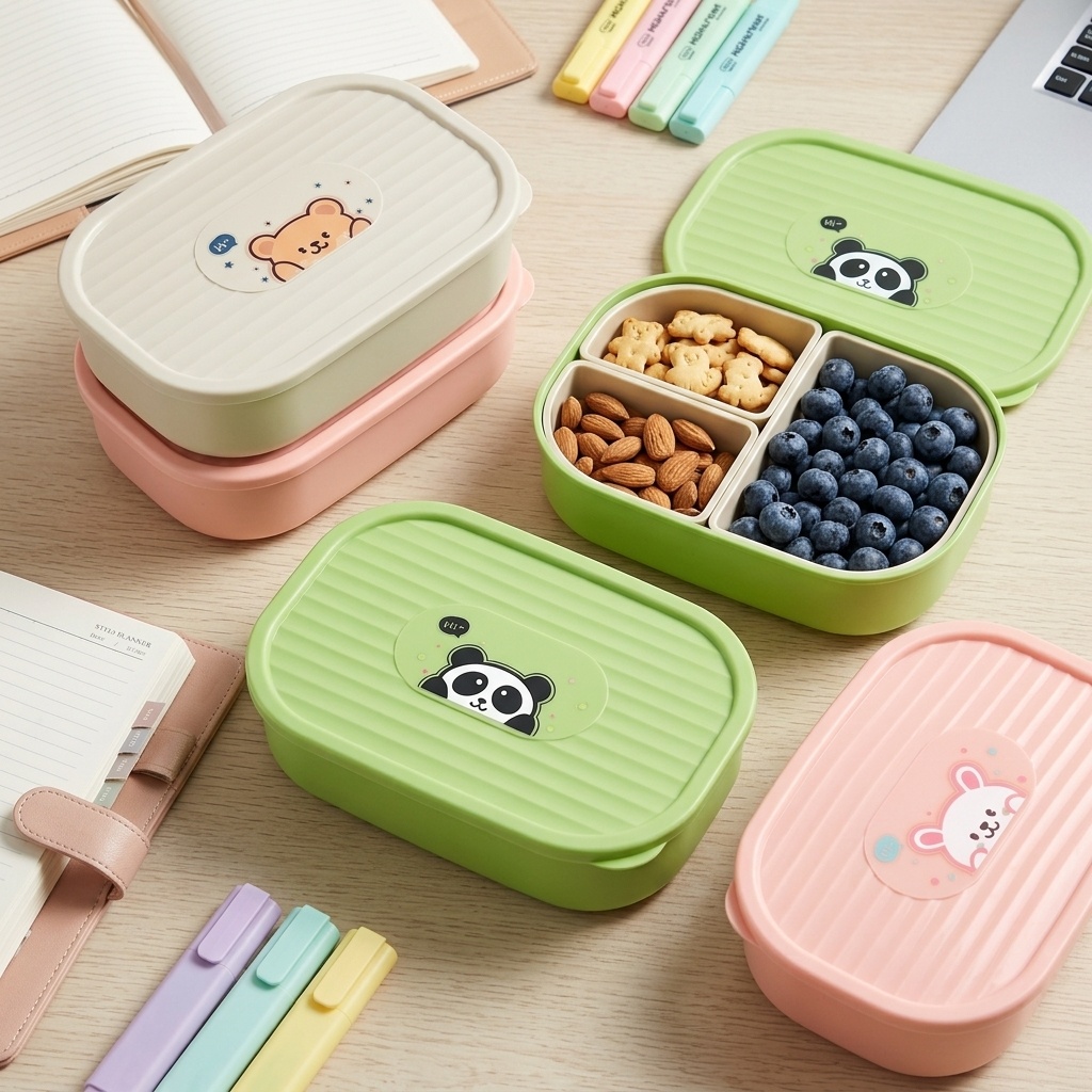 Cute Plastic Divided Lunch Box - огляд і ціна Food Storage Microwave Safe